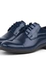 Rakerplus Navy Blue Patient Leather Oxford Laced Up Classic Kids' Shoes 3021-LR-B.26