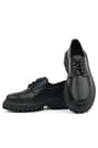 Rakerplus Genuine Leather Black Rougan Laced Up Women Oxford Casual Shoes 1030-SR-B-DERI-D.36