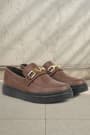 Rakerplus Tan Color Buckle Loafer Kids Classic Shoes 3051-TAB.36