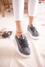 Sage Platin Simli Bağcıklı Yüksek Tabanlı Casual Sneakers