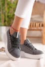 Sage Platin Simli Bağcıklı Yüksek Tabanlı Casual Sneakers