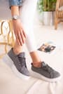 Sage Platin Simli Bağcıklı Yüksek Tabanlı Casual Sneakers