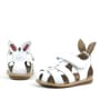 Rakerplus Bunny Hakiki Deri Beyaz Cırtlı Bebek Sandalet