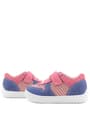 Rakerplus Bob Hakiki Deri Pembe Mavi Barefoot Cırtlı Lastikli Bebek Sneaker Ayakkabı