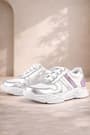 Rakerplus Hakiki Deri Gümüş Pembe Kalın Tabanlı Kız Çocuk Sneakers Ayakkabı