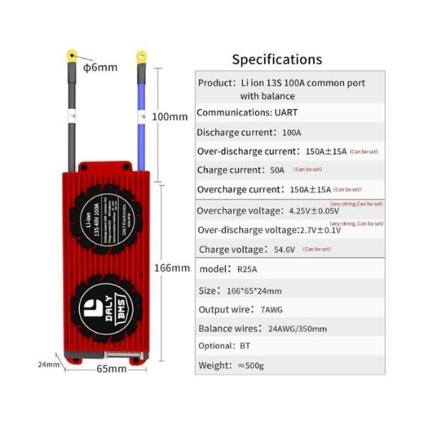 DALY SMART BMS 13S 100A LI-ION KONTROL DEVRESİ