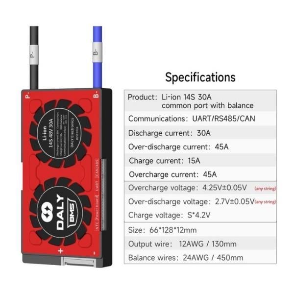 DALY SMART BMS 14S 30A LI-ION KONTROL DEVRESİ