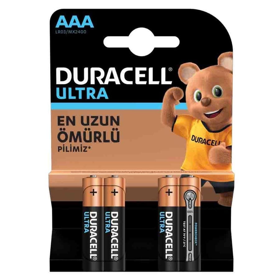 Duracel Ultra Alkalin AAA İnce Kalem Pil 4'lü Paket