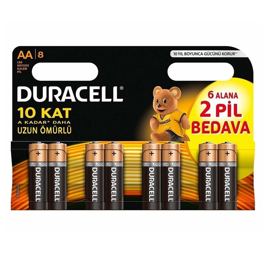 Duracell AA Alkalin Kalem Pil 6+2'li Paket 