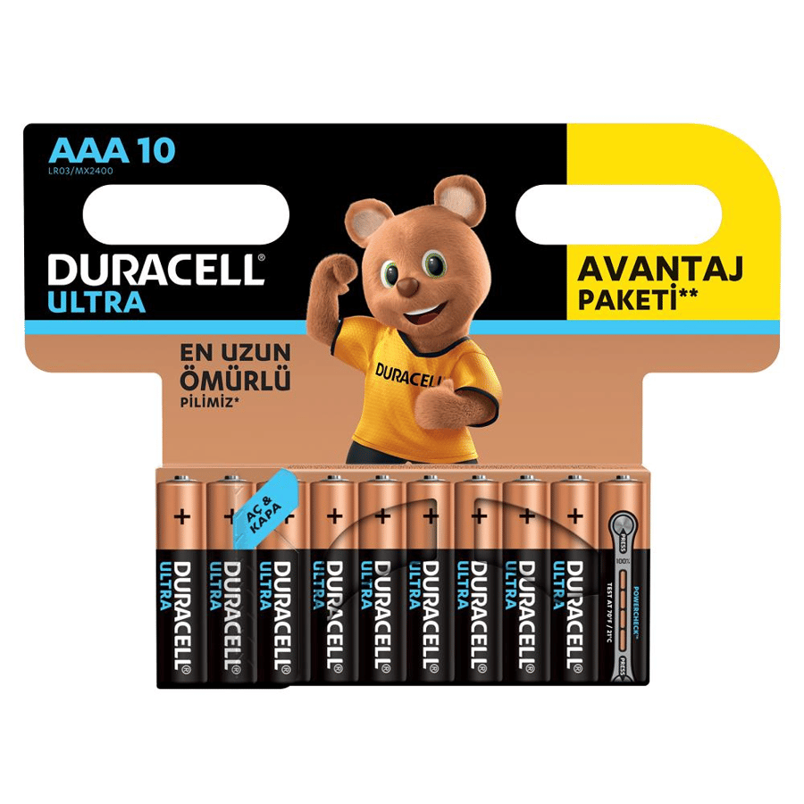 Duracell AAA 1.5V Alkalin 10'lu Paket Pil - Turbo Max