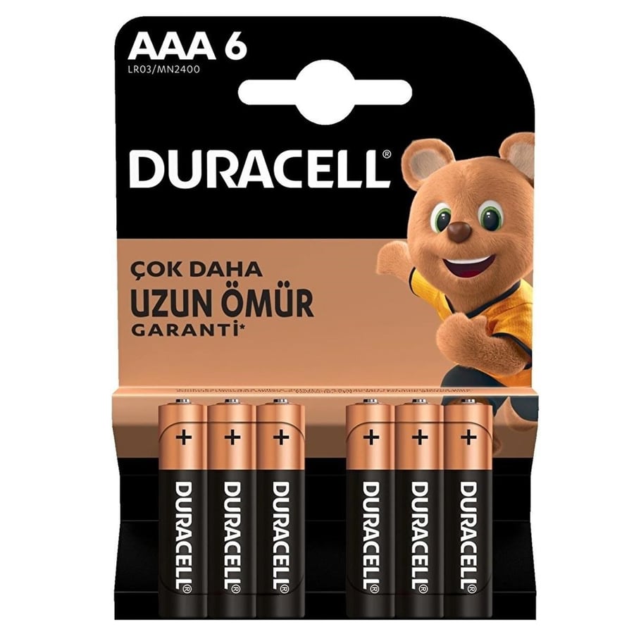 Duracell AAA 1.5V Alkalin 6'lı Paket Pil