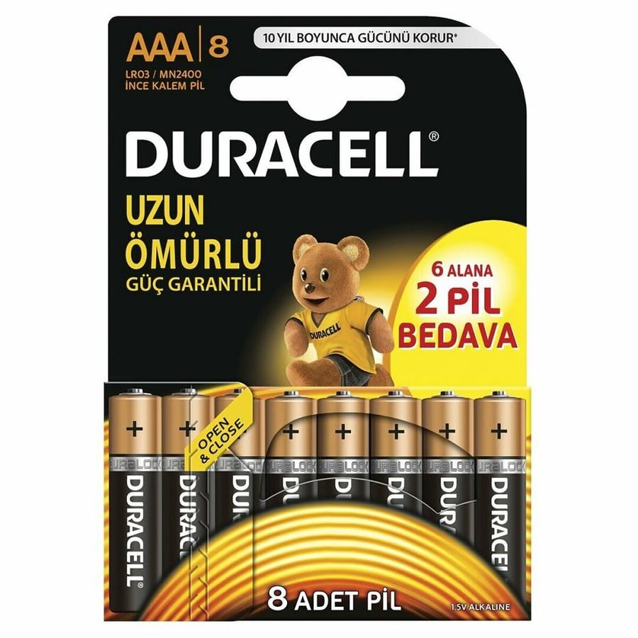 Duracell AAA Alkalin İnce Kalem Pil 6+2'li Paket