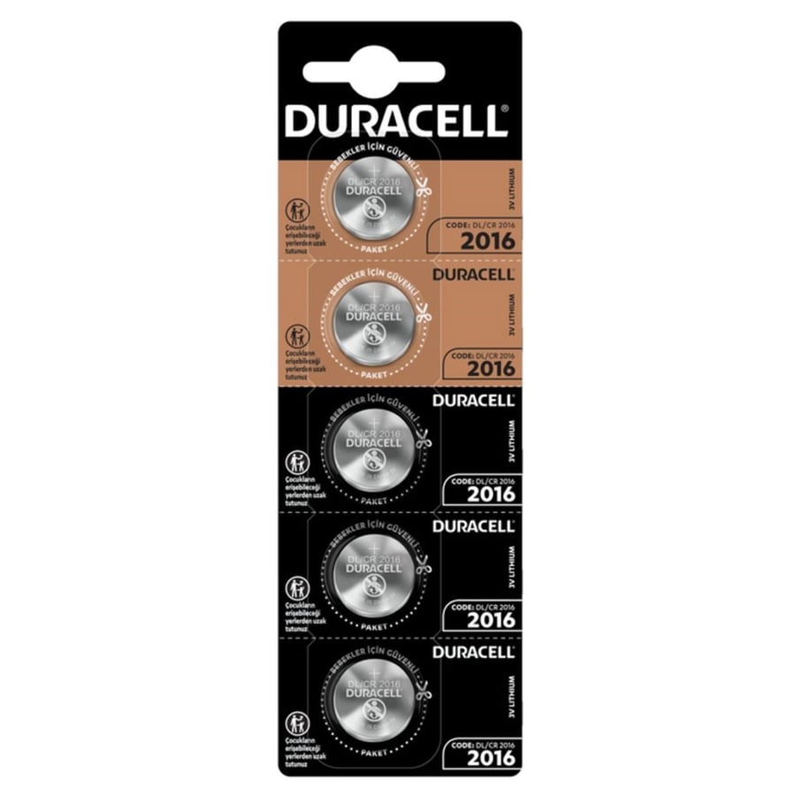 Duracell CR2016 3V Lithium 5'li Paket Pil