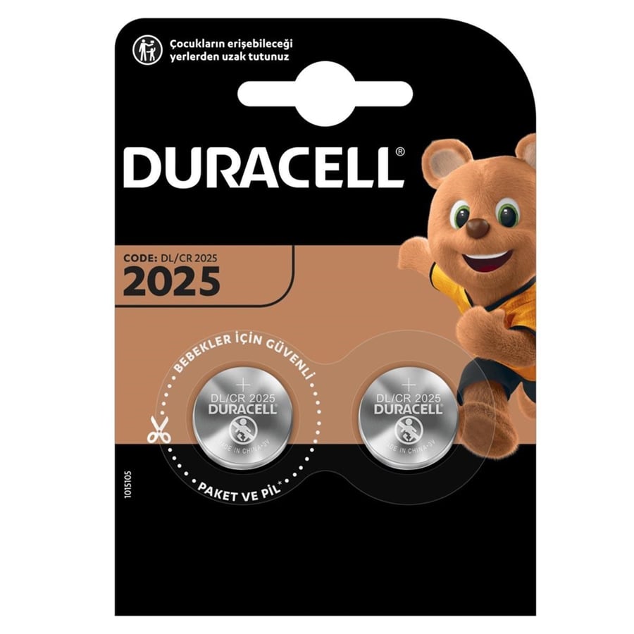 Duracell CR2025 3V Lithium 2'li Paket Pil