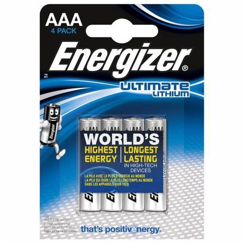 Energizer E92 Ultimate Lityum AAA İnce Kalem Pil 4'lü Paket