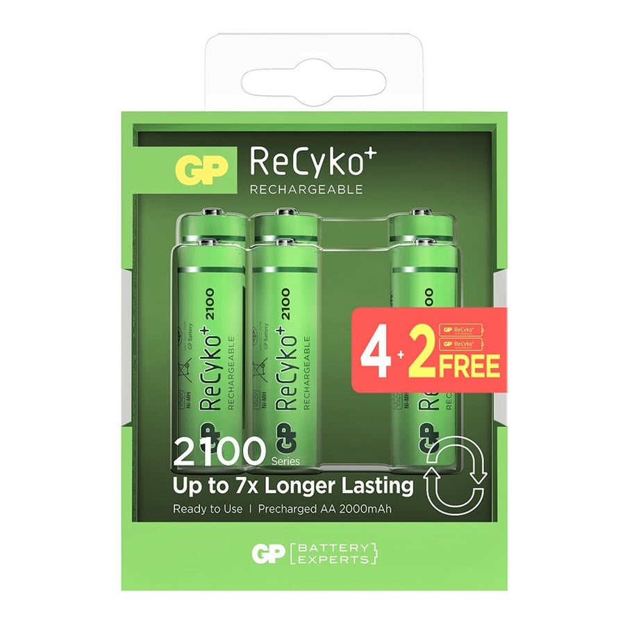 GP ReCyko 2100mAh AA Şarj Edilebilir Kalem Pil 4+2'li Paket