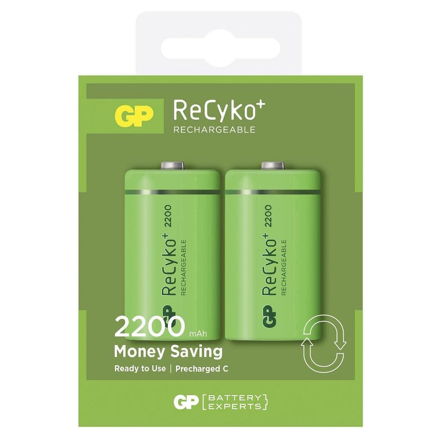 GP Recyko 2200mAh C Orta Boy Şarj Edilebilir Pil 2'li Paket