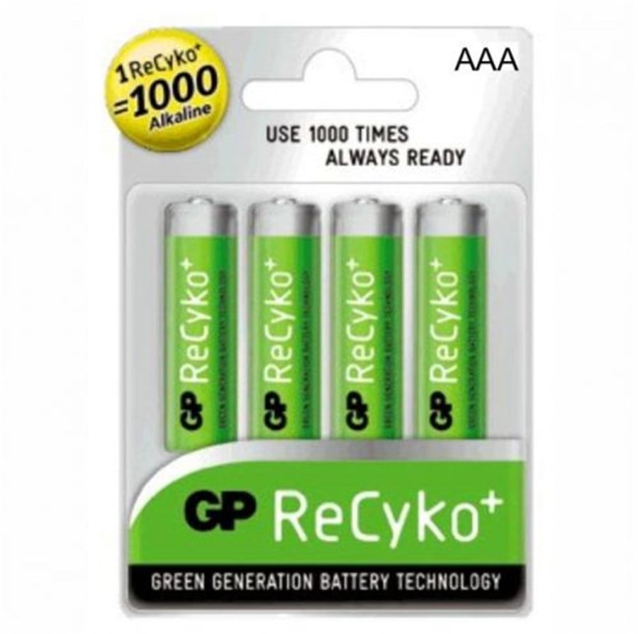 GP ReCyko 850mAh AAA Şarj Edilebilir İnce Kalem Pil 4'lü Paket