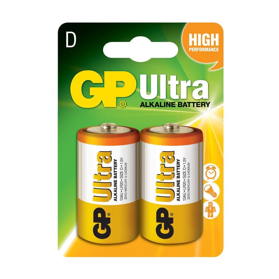 GP Ultra D - Büyük Boy 1.5V Alkalin 2'li Paket Pil