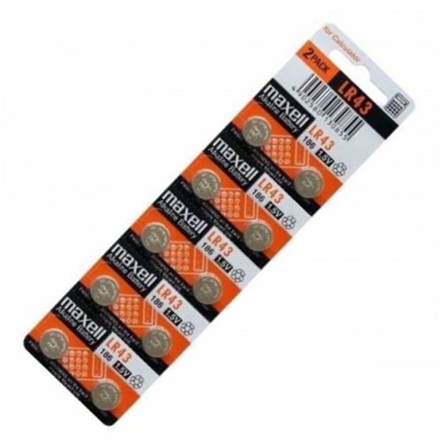Maxell LR43 1.5V Alkalin Buton Pil 10 lu Paket