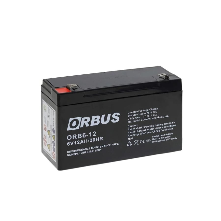 Orbus 6V 12Ah Bakımsız Kuru Akü