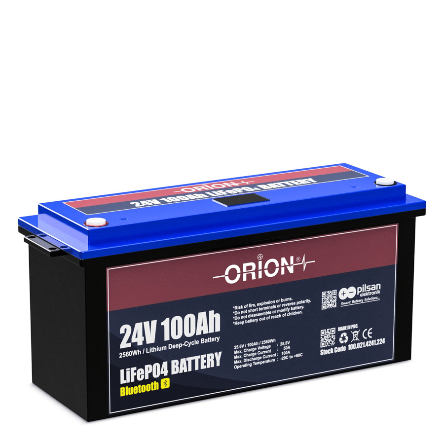 Orion 24100B 24V 100Ah LiFePO4 Bluetooth Ekranlı Akü 