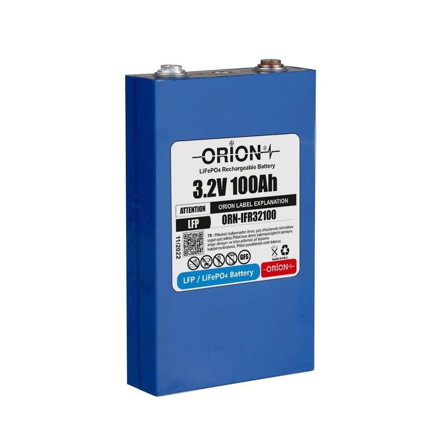 Orion 3.2V 100Ah 1C LiFePO4 Prizmatik Pil 