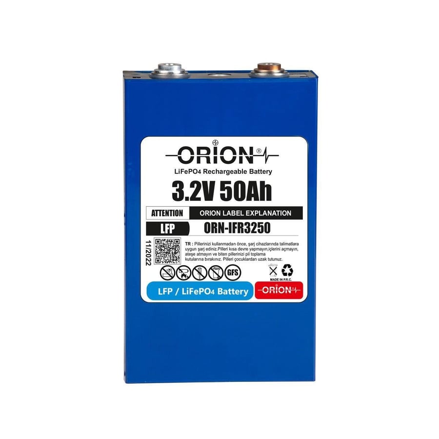 Orion 3.2V 50Ah 1C LiFePO4 Prizmatik Pil 