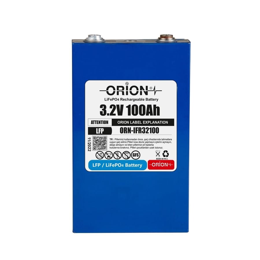 Orion 3.2V 100Ah 1C LiFePO4 Prizmatik Pil 