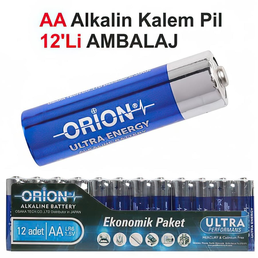Orion AA 1.5V Alkalin 12'li Paket Pil 