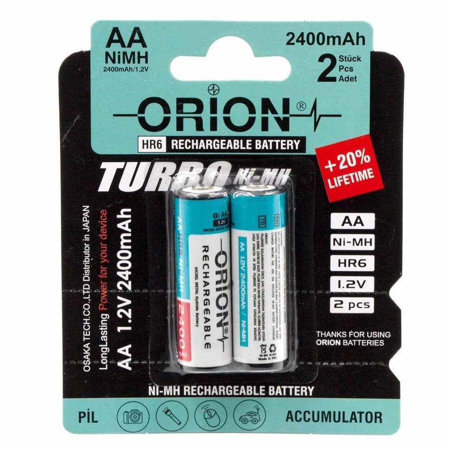 Orion AA 1.2V 2400mAh Ni-MH 2'li Paket Pil 