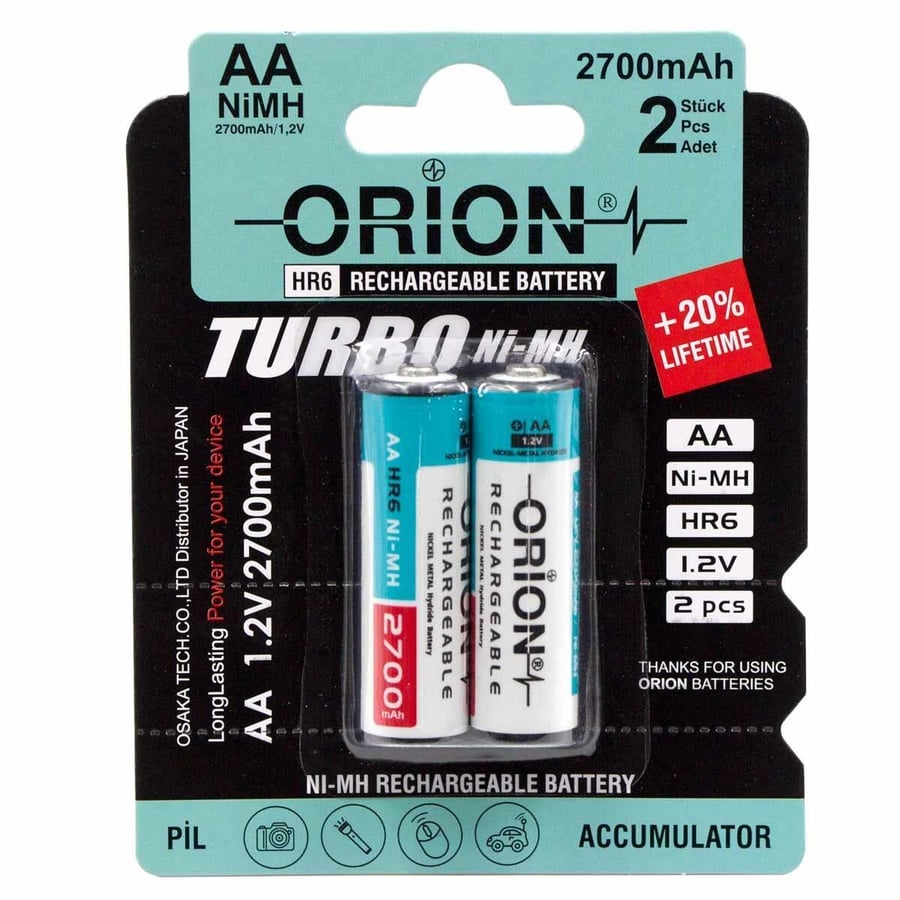 Orion AA 1.2V 2700mAh Ni-MH 2'li Paket Pil 