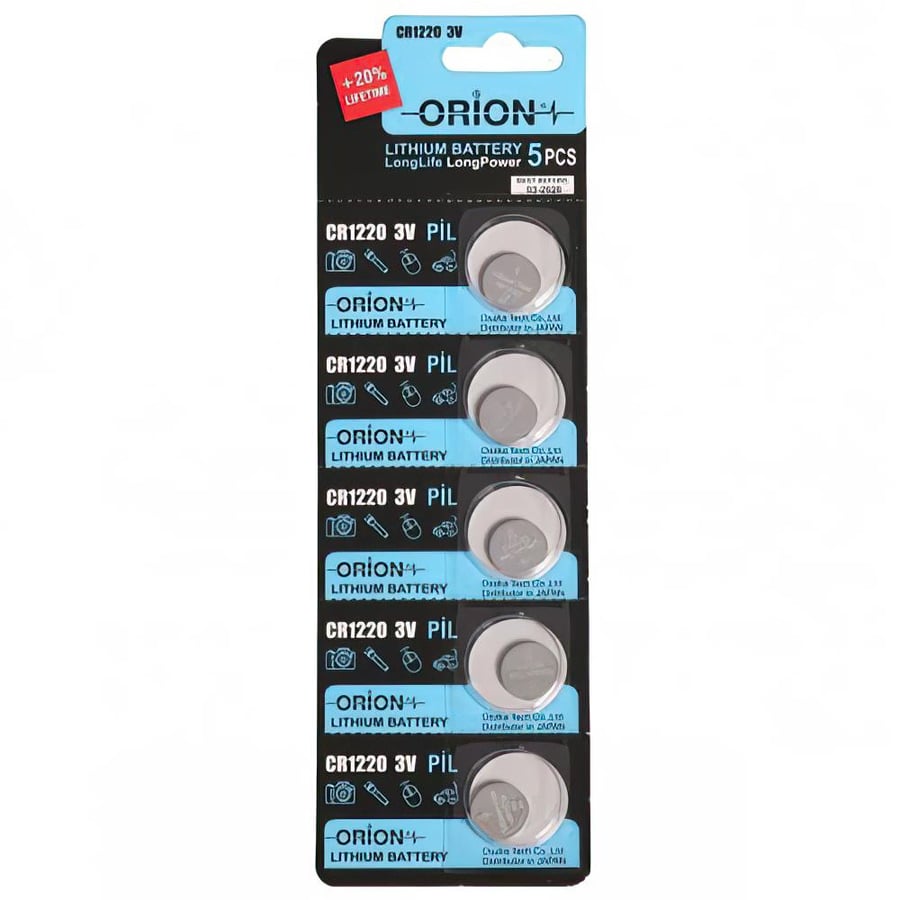 Orion CR1220 3V Lithium 5'li Paket Pil 