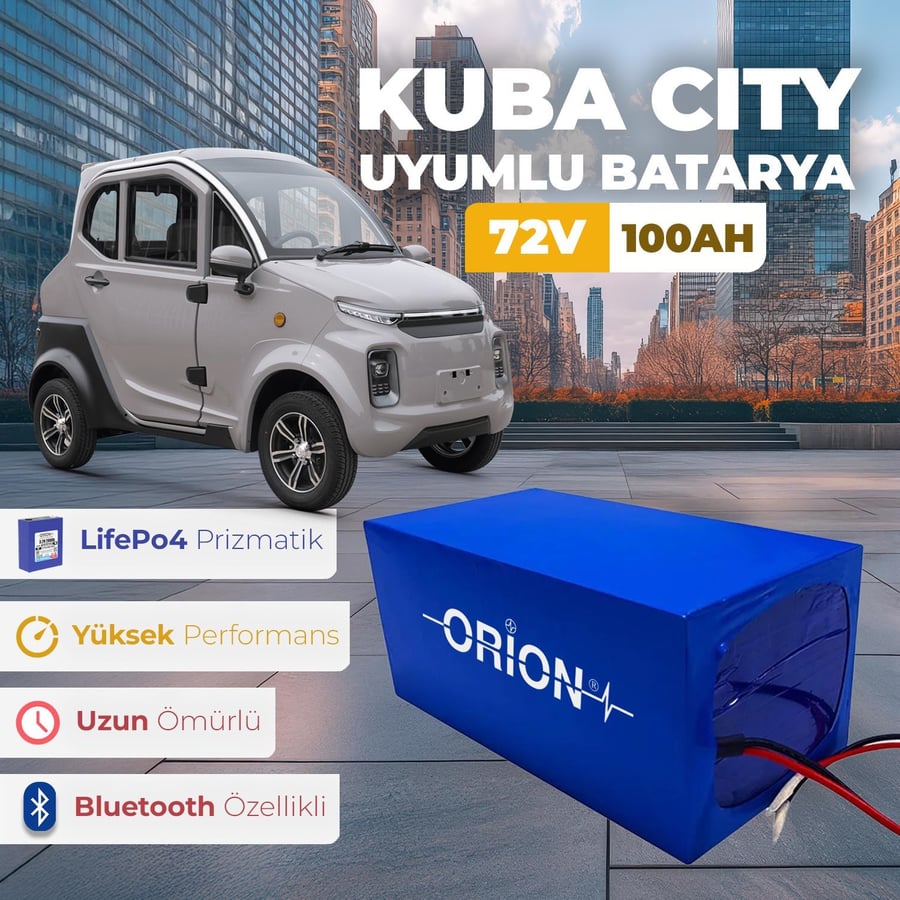 Orion KUBA CITY Uyumlu 72V 100Ah BMS Devreli LiFePO4 Batarya - Bluetoothlu