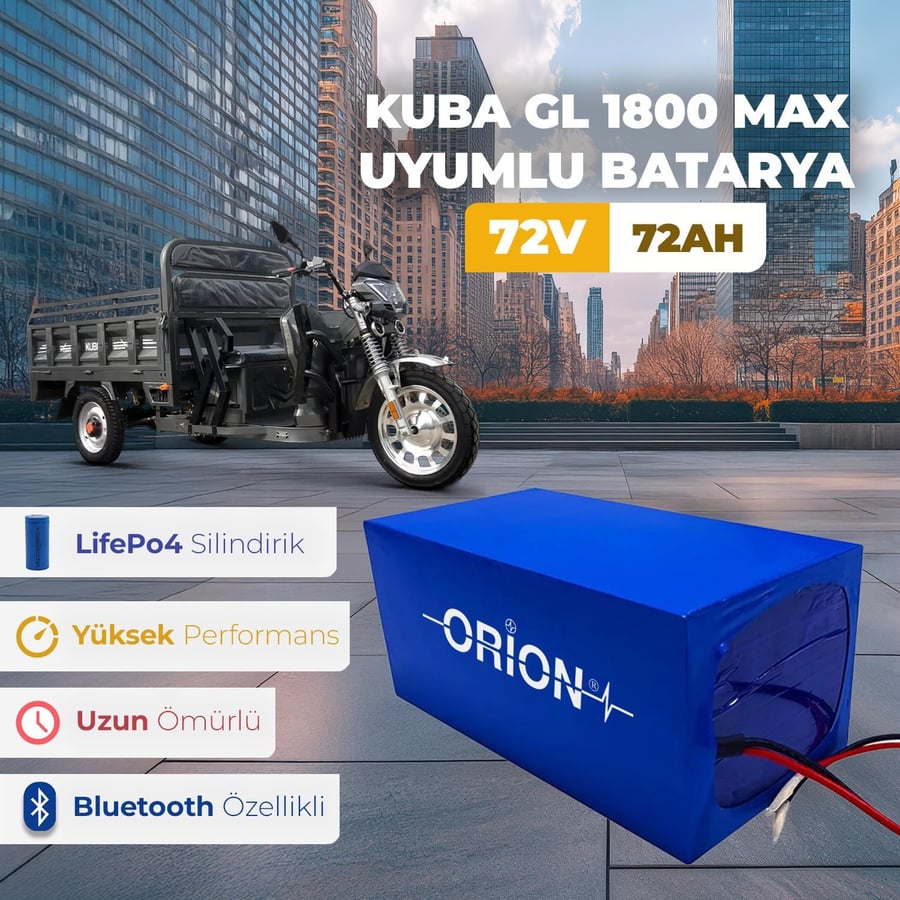 Orion KUBA GL 1800 MAX Uyumlu 72V 72Ah BMS Devreli LiFePO4 Batarya - Bluetoothlu