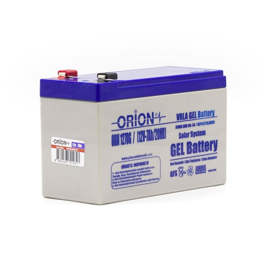 Orion ORN1270G 12V 7Ah Jel Bakımsız Akü 