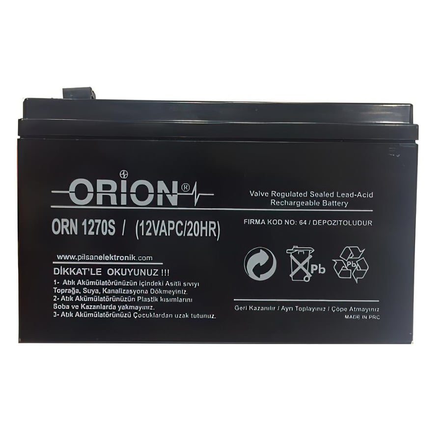 Orion ORN1270S 12V 7.0Ah Kuru Bakımsız Akü 