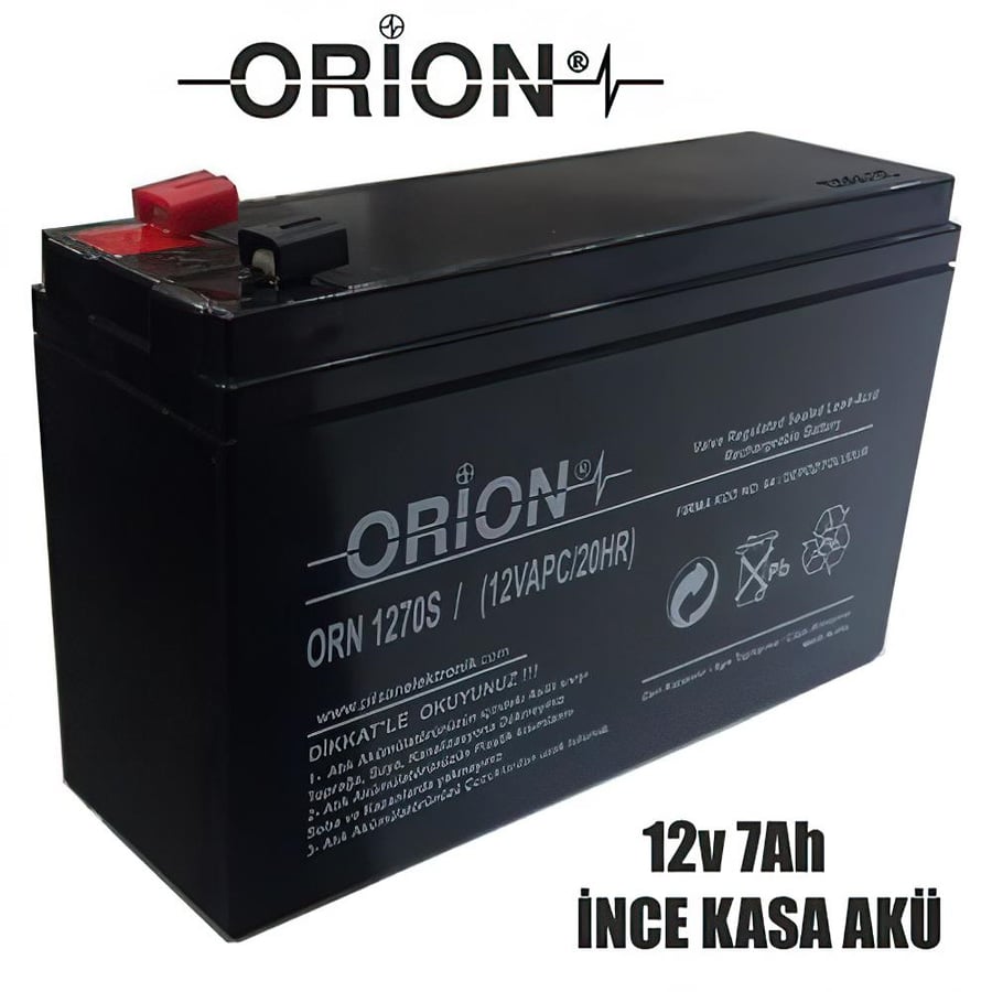 Orion ORN1270S 12V 7.0Ah Kuru Bakımsız Akü 