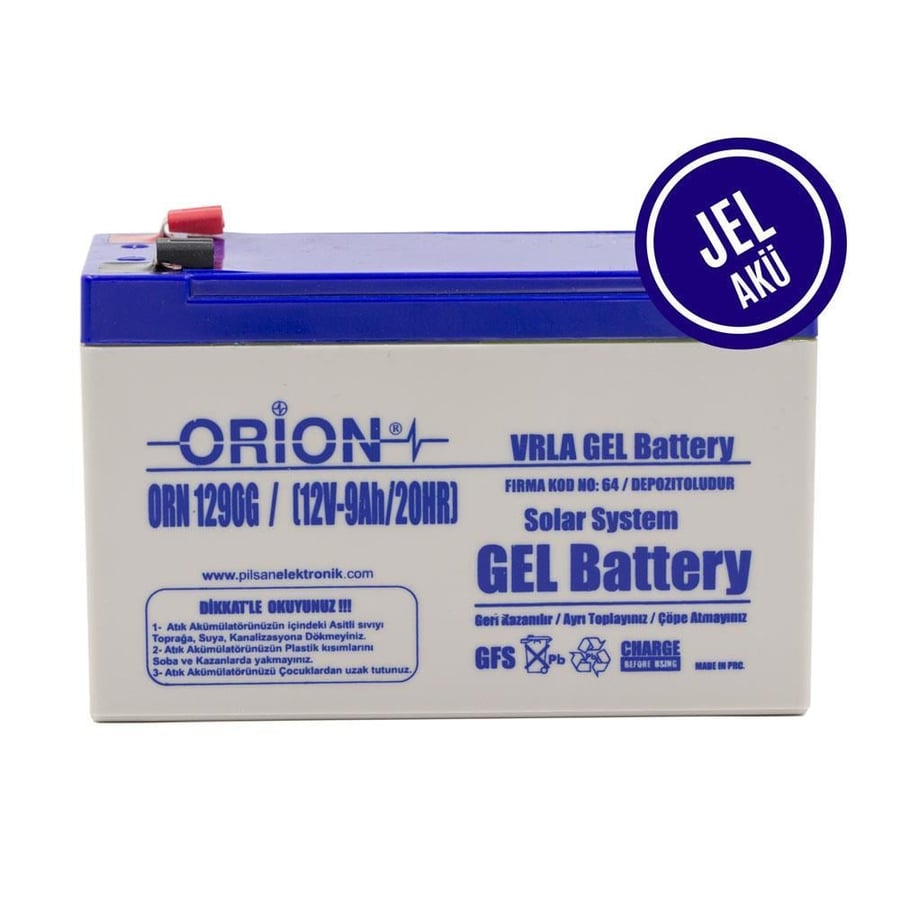 Orion ORN1290G 12V 9Ah Jel Bakımsız Akü 