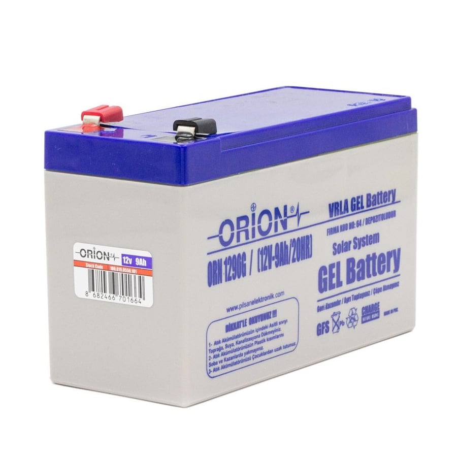 Orion ORN1290G 12V 9Ah Jel Bakımsız Akü 