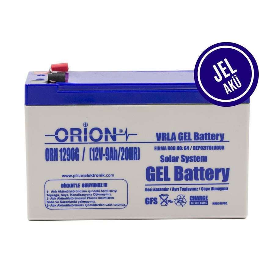 Orion ORN1290G 12V 9Ah Jel Bakımsız Akü 