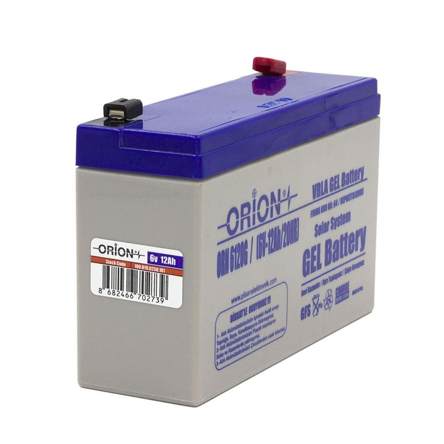 Orion ORN6120G 6V 12Ah Jel Bakımsız Akü 