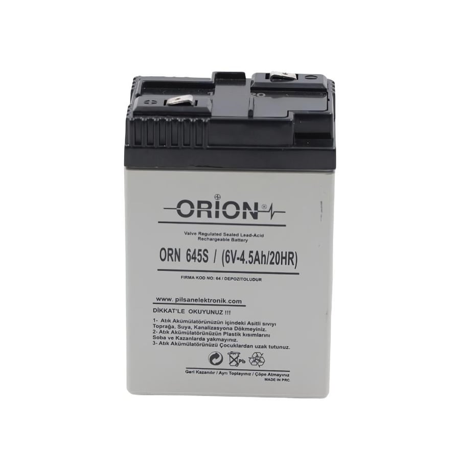 Orion ORN645S 6V 4.5Ah Kurşun Asit Akü - Geçmeli Tip