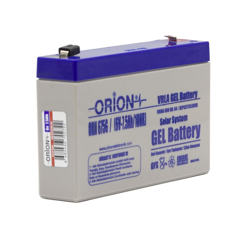 Orion ORN675G 6V 7.5Ah Jel Bakımsız Akü 