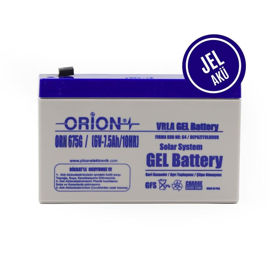 Orion ORN675G 6V 7.5Ah Jel Bakımsız Akü 