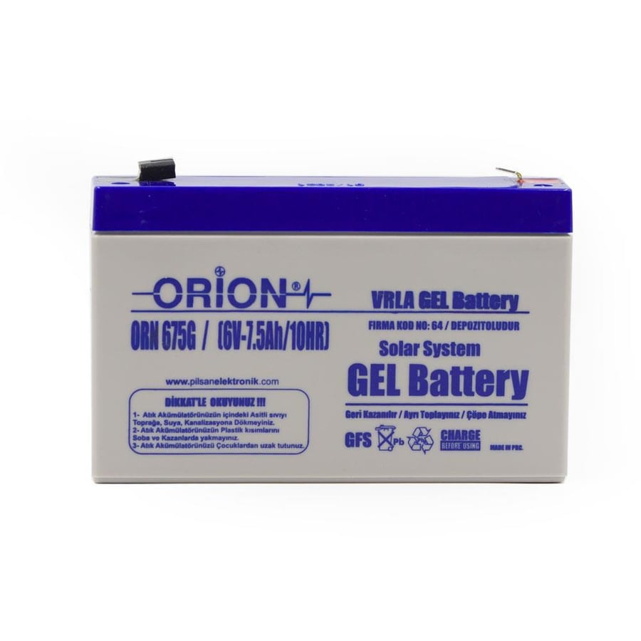 Orion ORN675G 6V 7.5Ah Jel Bakımsız Akü 