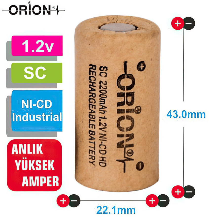 Orion SC 1.2V 2200mAh 3C Ni-CD Pil - HD