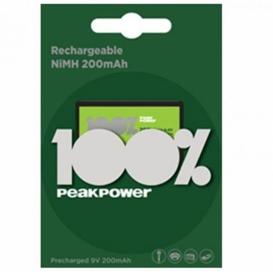 PeakPower 9V 200mAh Şarj Edilebililr Pil