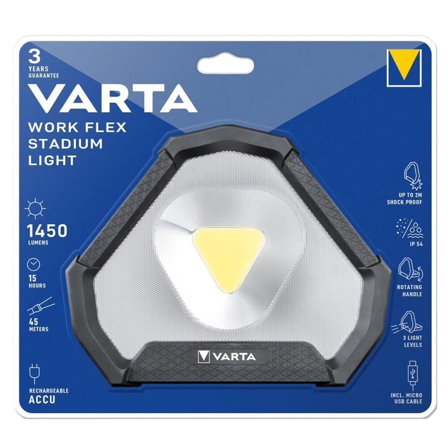 Varta 1450lm LED Şarjlı Fener - Work Flex Stadyum Işığı COB (18647)