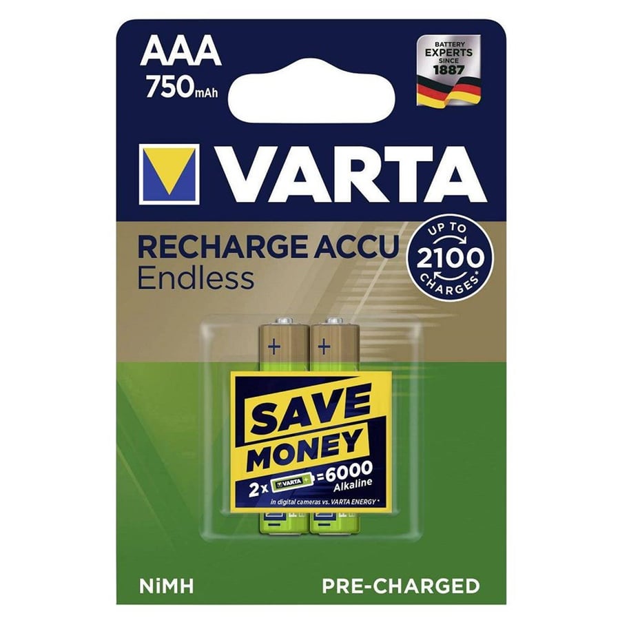 Varta 56673 Endless 750mAh AAA Şarj Edilebilir İnce Kalem Pil 2'li Paket
